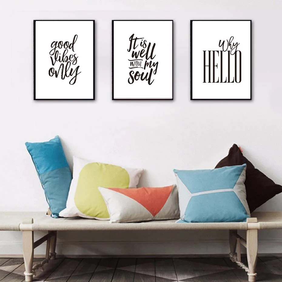  Good vibes Only Prints And Posters Canvas Painting Three Quotes Inspirational Wall Art Painting For Living Bedroom Home Decorat (4)