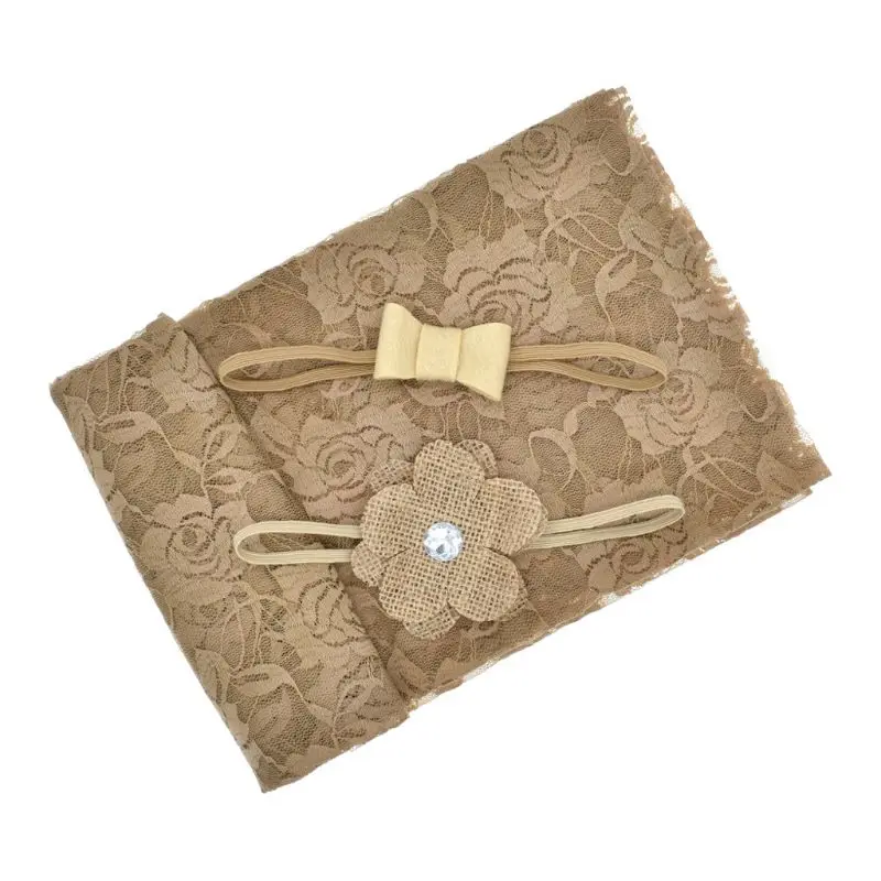 

Premium New Newborn Maternity Props Baby Photo Props Photography Quilt With Headband Sets Baby Girl Headbands Accessories