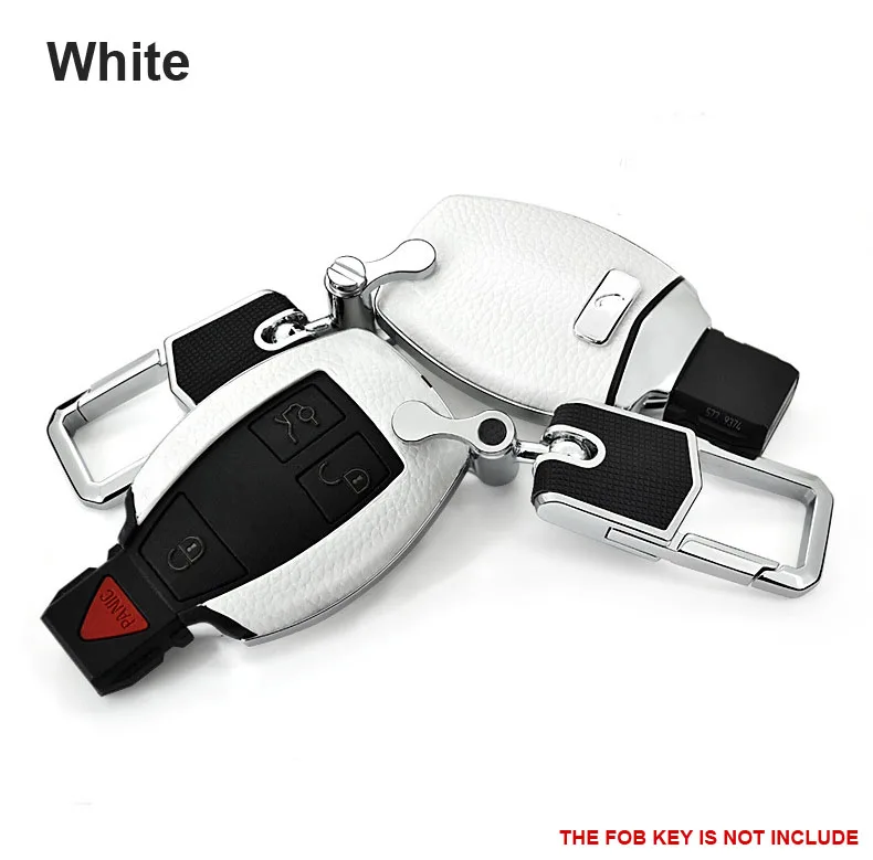 

White Smart Leather Car Key Cover Case Holder Fits Mercedes Benz key AMG Class C E S GL CLA