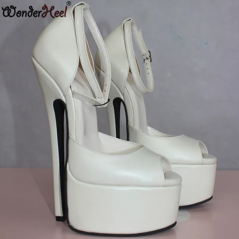 Toe Stilleto 20 Peep rojo La Extrema Mostrar Verdadero Fetiche Wonderheel Mujeres Con Líder Moda Alto De Las Bomba Negro Cm Plataforma blanco Tacón F6nAY8n