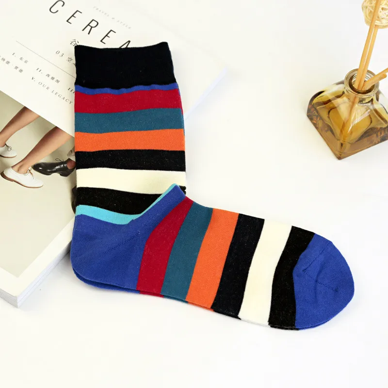Магазин Crazy Fly 2019 Для женщин и мужские Веселые носки Лоскутные цветные полосатые носки Harajuku длинные хлопковые носки Повседневное унисекс