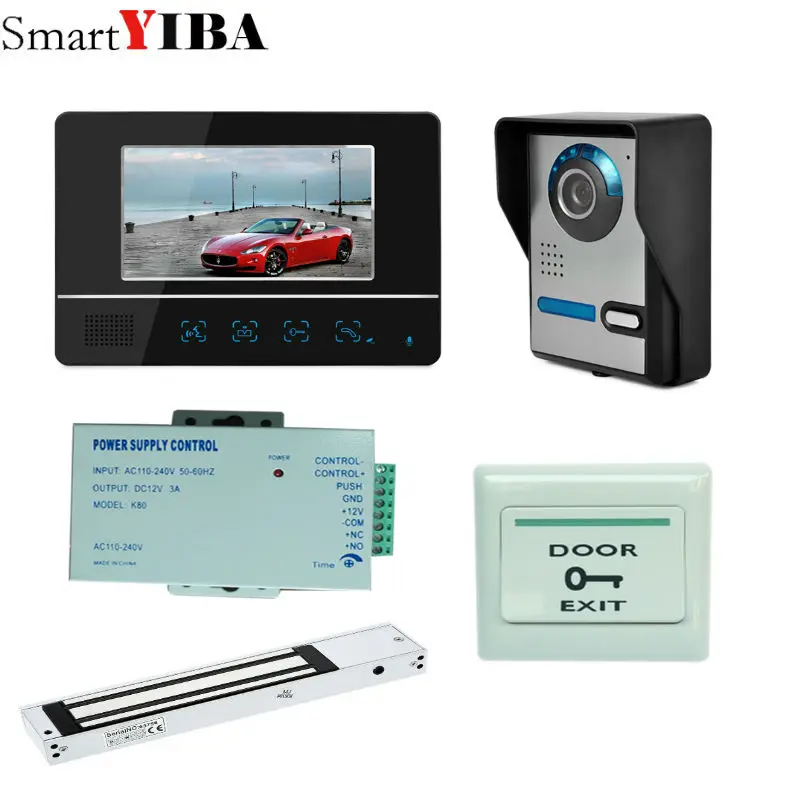 SmartYIBA 7 Inch Video Door Phone Door Bell Video Intercom door bell Color Monitor Access Control Exit button SmartYIBA 7 Inch Video Door Phone Door Bell Video Intercom door bell Color Monitor Access Control Exit button