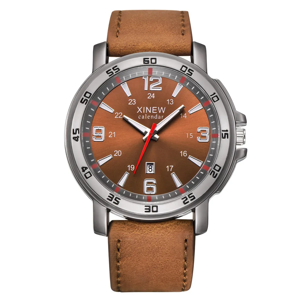 

Fashion xinew Men Sports Date Analog Quartz Leather Stainless Steel Wrist Watch Wrist Watch Relogio Masculino For Dropshipping