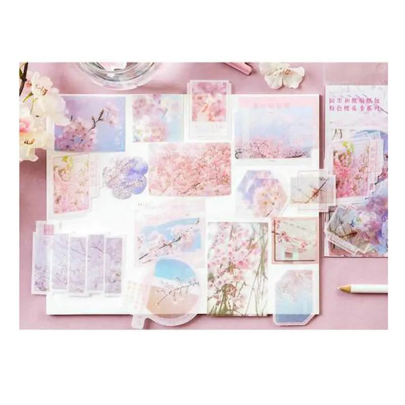 

Pink Cherry Blossom Paper Stickers Jewelry Pendant Accessories Stuff DIY Sakura Embellishment Handmade Resin Craft Decor