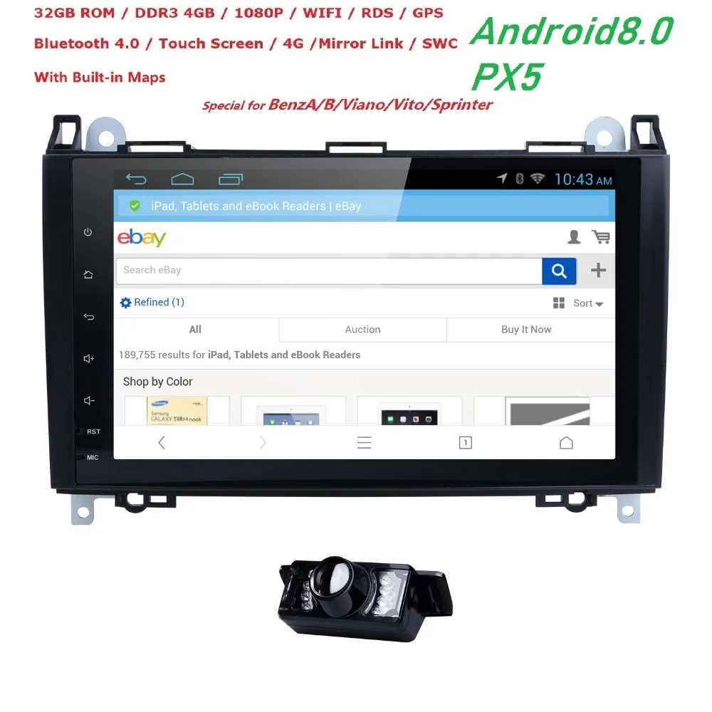 Цена 2din Android 8,0 Восьмиядерный автомобиль NODVD для Benz Sprinter W169 W245 W906 Viano Vito W639 B200 с wifi font b gps b font навигацией радио 4G ram