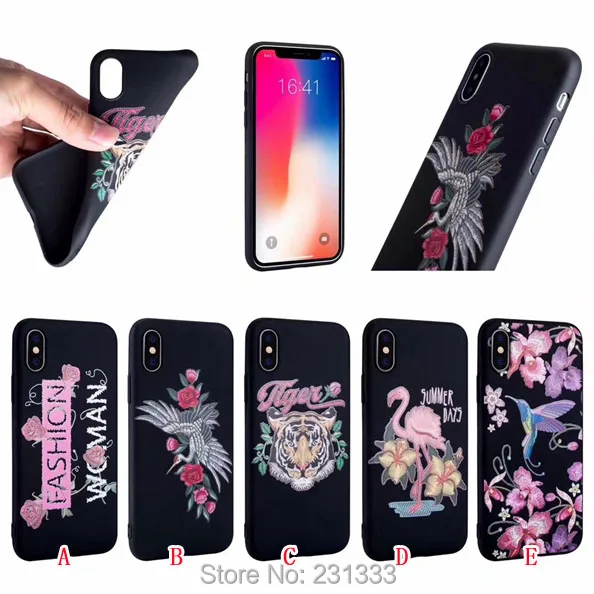 Мягкий чехол из ТПУ для Iphone X XS 8 7 PLUS I7 6 6S SE 5 дюймов рельефный с имитацией вышивки и