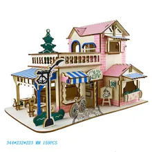 Деревянные куклы дом мебель игрушка DIY Сборка Кукольный домик Миниатюрный кофейный домик для девочек Подарки для детей 3D Пазлы игрушки