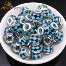 

50Pcs Lot 14mm Round Spacer Glass Beads for Jewelry Making Large Hole European Beads fit Pandora Bracelet Bangle Women Necklace