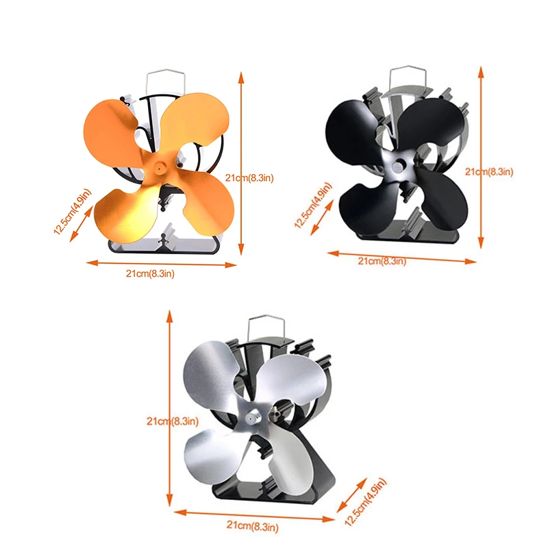 4 Blades Heat Powered Eco Stove Fan Black/Gold/Sliver Warm Air Than 2 Blade Stove Fan For Wood/Log Burner /Fireplace