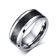 2018 Anillos Anel Real New Party Channel Setting Round Trendy Metal Jewelry 100% Carbide Ring For Men Carbon Fiber Mens