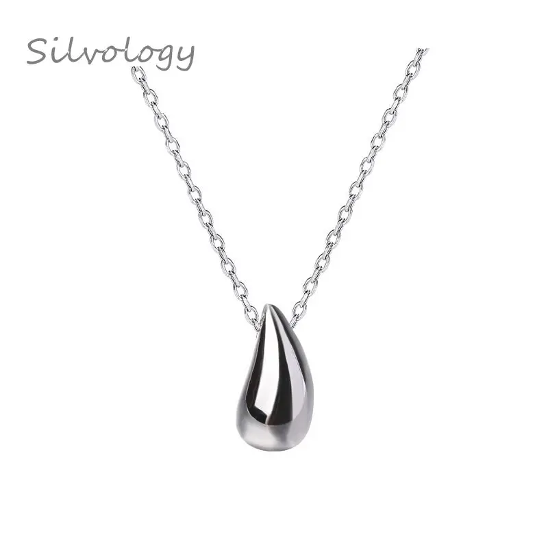 

Silvology 925 Sterling Silver Water Drop Necklace Silver 925 Simple Temperament Elegant Pendant Ncklace Friendship Jewelry Gift