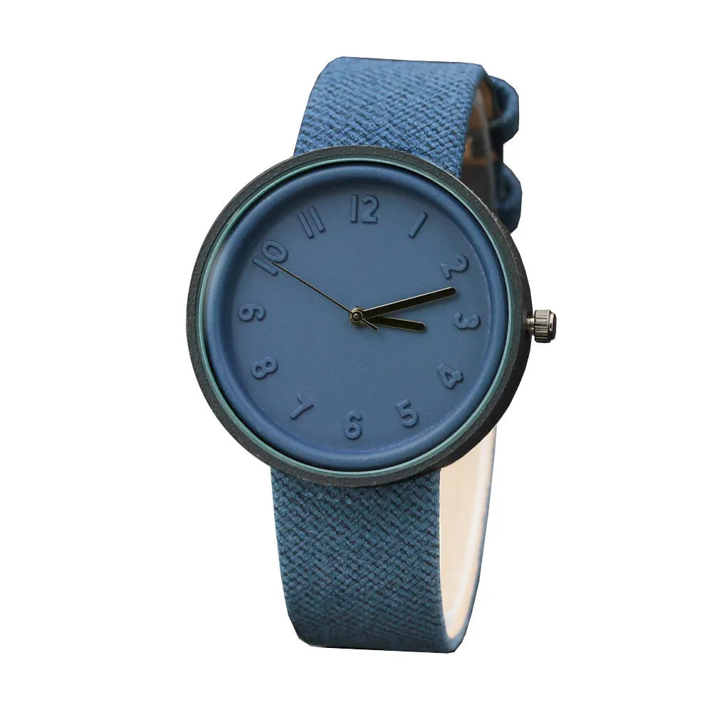 Candy Color Leather Band Watch Women Simple Numbers Dial Analog Quartz