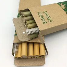 12 шт./компл. многоразовые соломинки Натуральные Бамбуковые соломинки экологически чистая щетка для дома вечерние кухонные