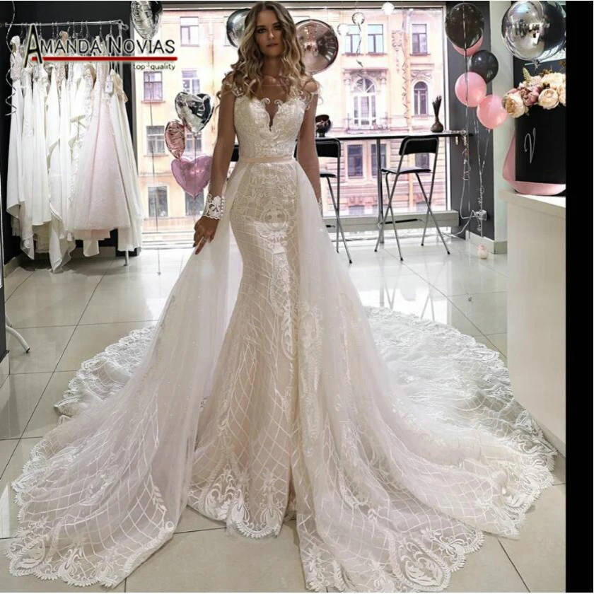 mermaid wedding dress with detachable skirt