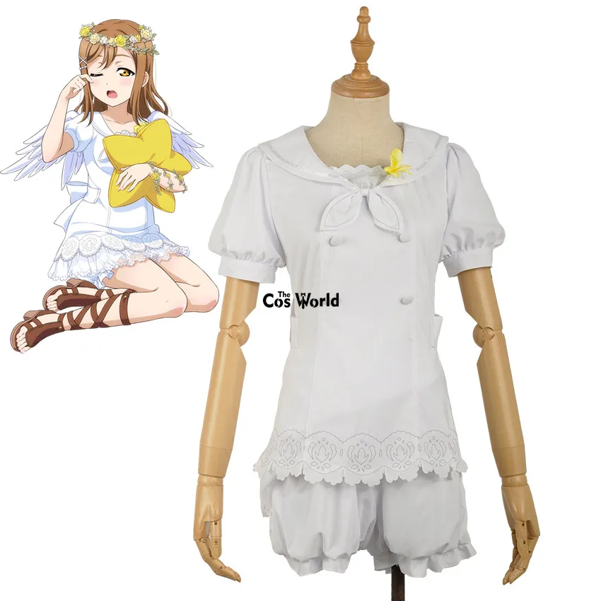 Love Live Sunshine Aqours Kunikida Hanamaru Angel белые шифоновые топы с короткими рукавами шорты