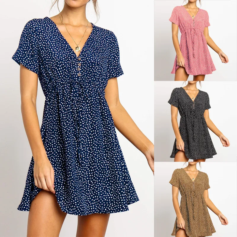 

summer dress 2019 beach Chiffon Button short sundress sexy party women clothes vestidos vintage elegant floral for women dress