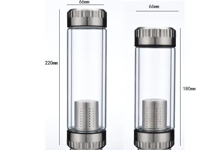 400 300 мл бизнес Тип бутылка для воды стеклянная бутылка с нержавеющая сталь чай заварки Фильтр двойными стенками Стекло Спорт стакан SN2313