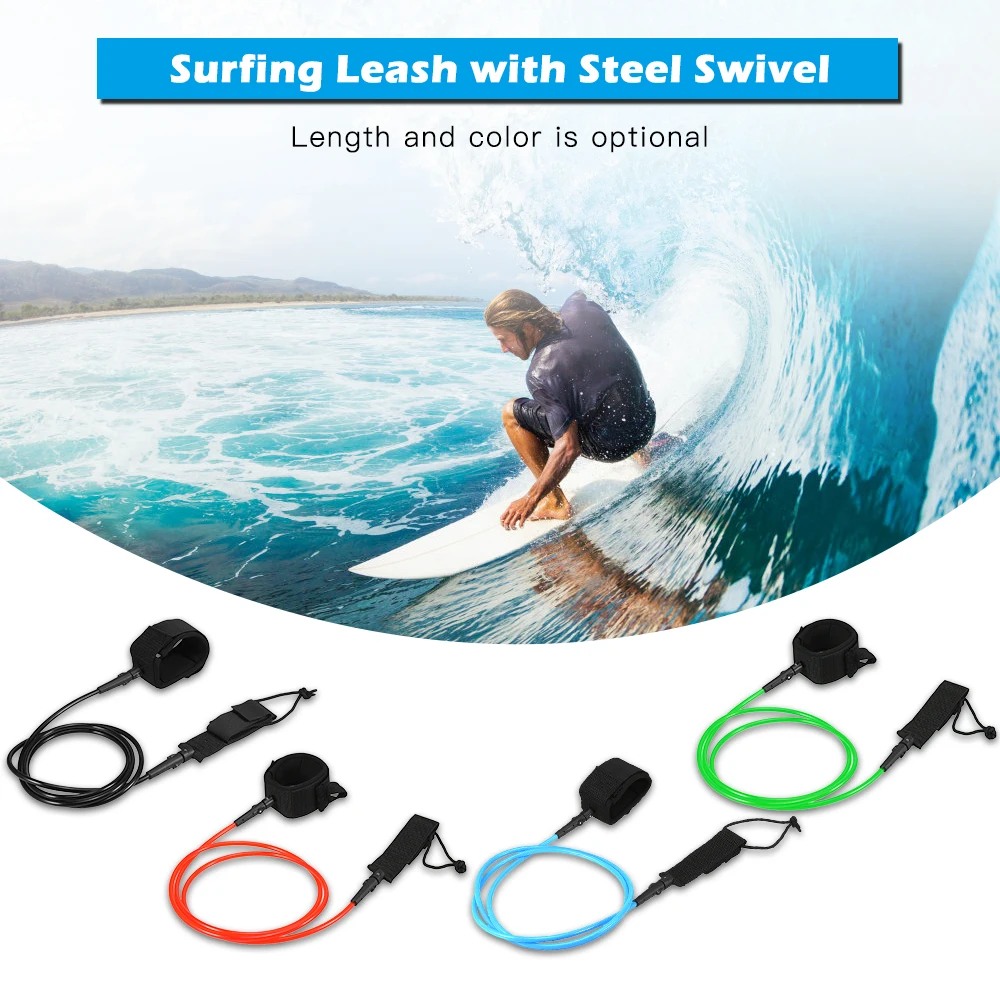 

Surf Leash Surfboard Legrope Smooth Steel Swivel Surfing Leg Rope SUP PU Paddleboard Leash 6FT / 7FT
