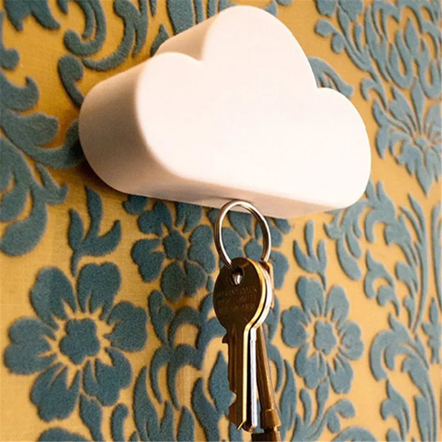 

2017 1PC key box Creative Home Storage Holder White Cloud Shape Magnetic Magnets Key Holder Gift Drop shipping