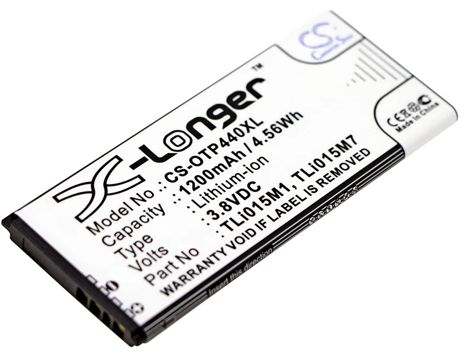 Аккумулятор Cameron Sino 1200 мАч TLi015M1 TLi015M7 для Alcatel One Touch Pixi 4 0 OT 4034 4034D 4034X|Аккумуляторы