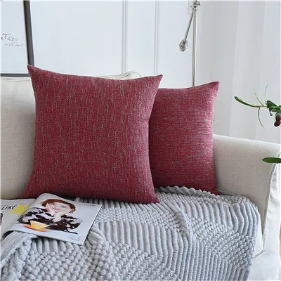 Хлопковые льняные домашние декоративные Чехлы для подушек, однотонные простые наволочки, чехол для дивана, стула, гостиной, 45*45 см, наволочка, чехол s - Цвет: Red