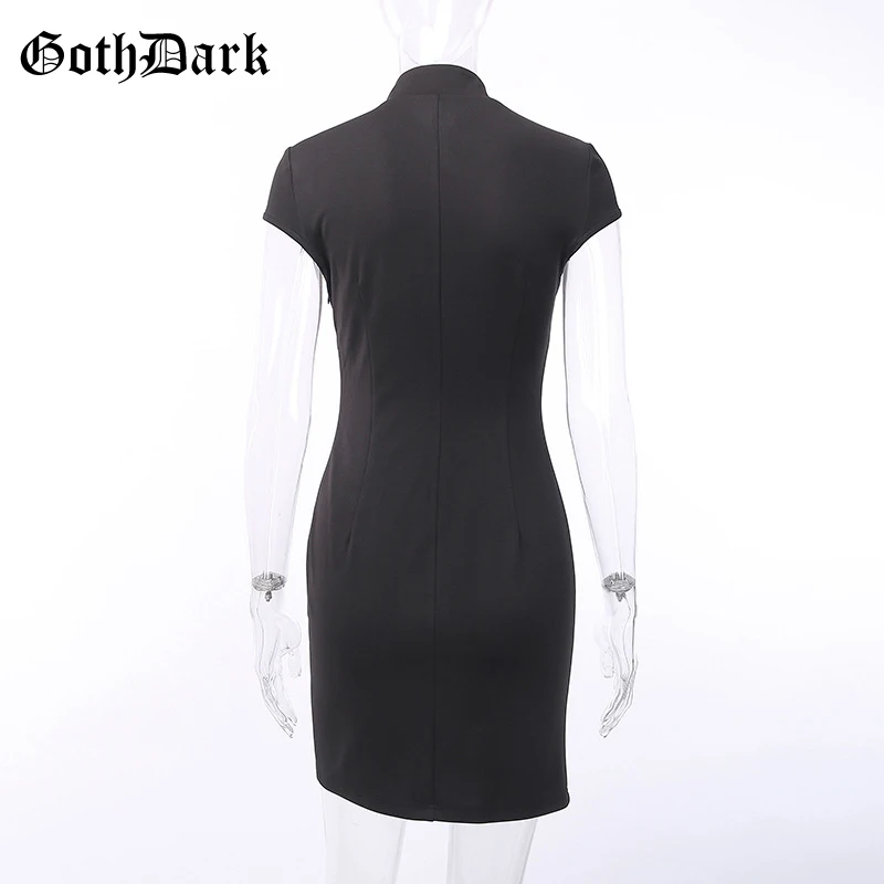 Goth Dark Vintage Grunge Gothic Women's Dress Zipper Punk Splice Black Autumn Fashion Dresses Fashion Elegant Patchwork