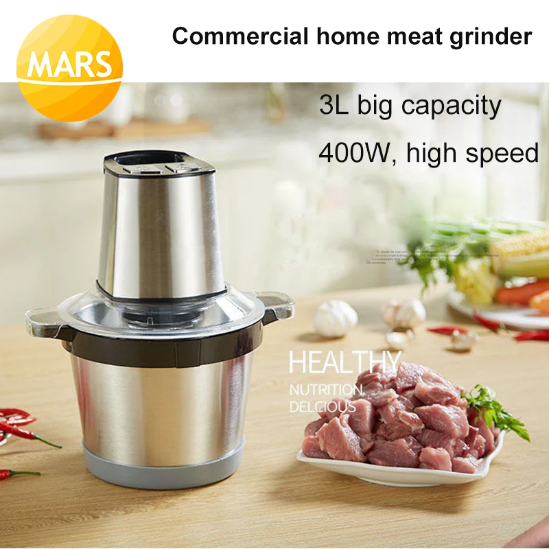 Commercial Home 3L Electric Meat Grinder Stainless Steel Crushed Garlic Pepper Ginger Slice