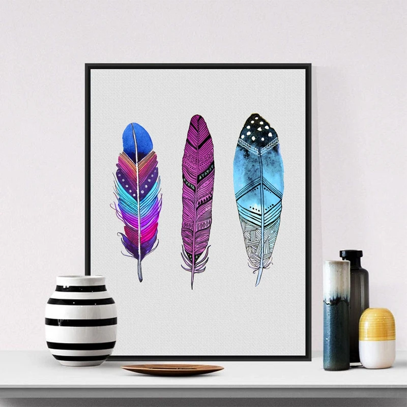 Watercolor-Colorful-Feather-Canvas-Art-Print-Poster-Hand-Drawn-Feathers-Native-Painting-Wall-Pictures-For-Home (5)