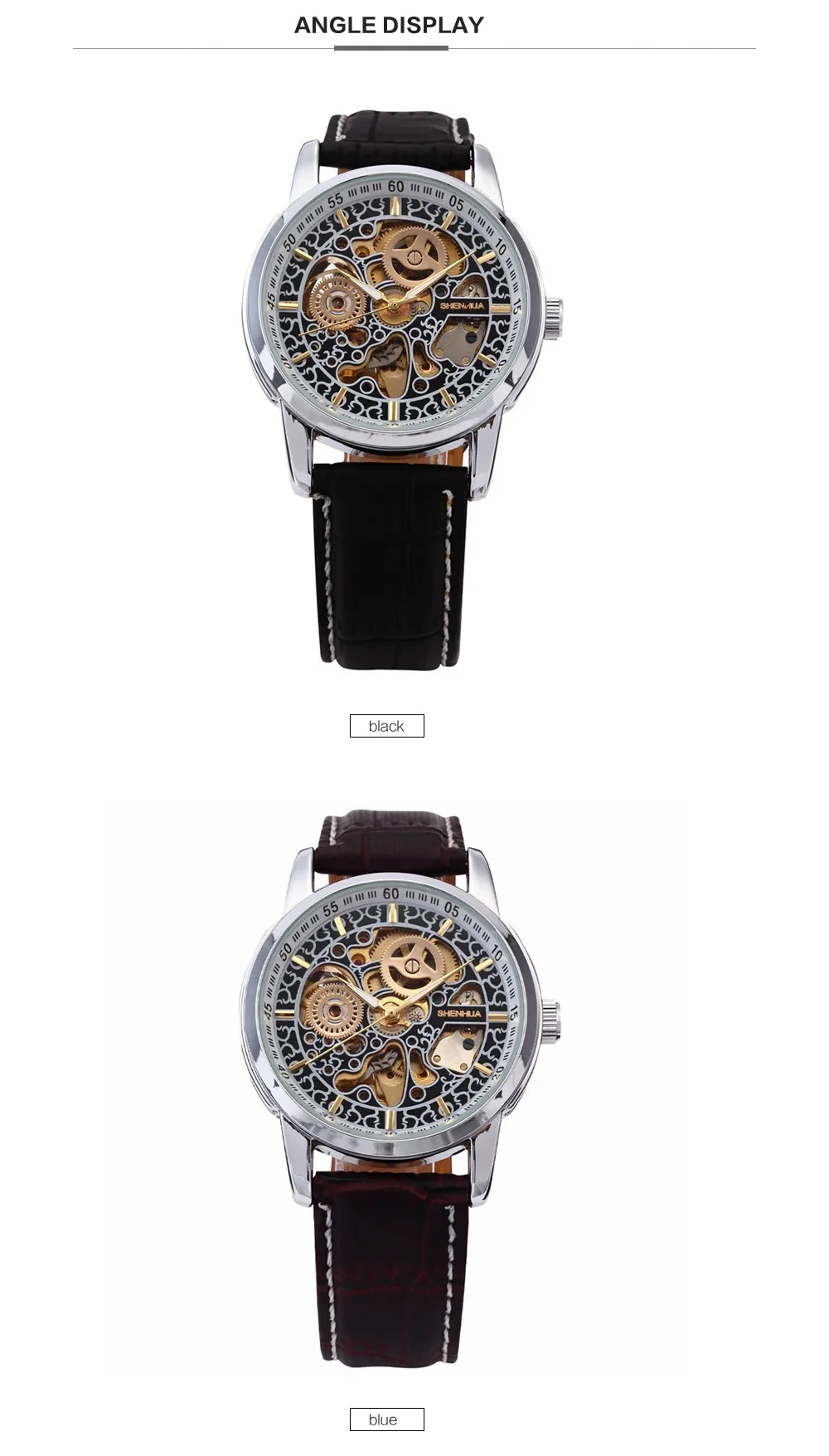 Известный бренд Shenhua часы Мужские Винтажные автоматические механические часы с скелетом для мужчин кожаные мужские часы Relogio Masculino