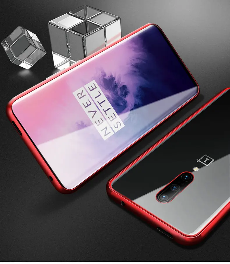 360 Полный Магнитный чехол для телефона для Oneplus 7 7 Pro Coque алюминиевая металлическая рамка чехол бампер двухсторонний стеклянный чехол для Oneplus 6