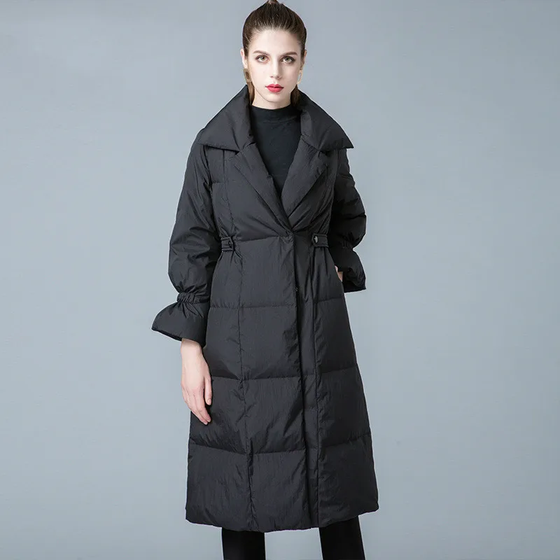 90% White Duck Down Jacket Women Winter Coat Long Thick Puffer Jacket Korean Winter Jackets for Women 8841211 KJ2629 - Color: Black