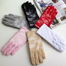 Spring And Summer Thin Lace Gloves Women Short Sunscreen Black White Wedding Etiquette Bride Finger Short Gloves  For Wedding