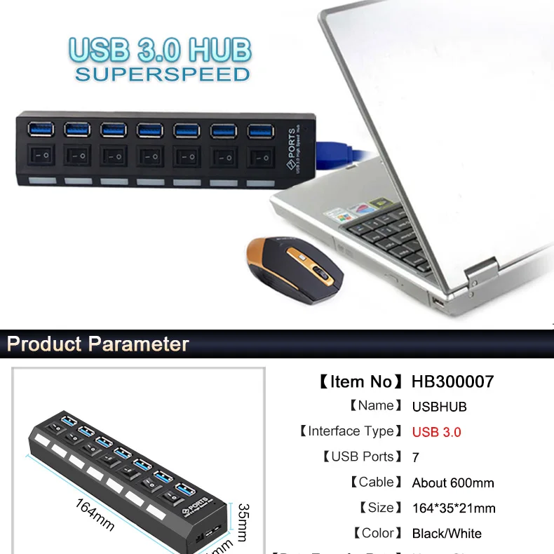 EASYIDEA USB 3,0 концентратор мульти usb-хаб 3,0 USB разветвитель type C концентратор 7 портов расширитель usb-c Hab с адаптером питания type-C док-станция для ПК