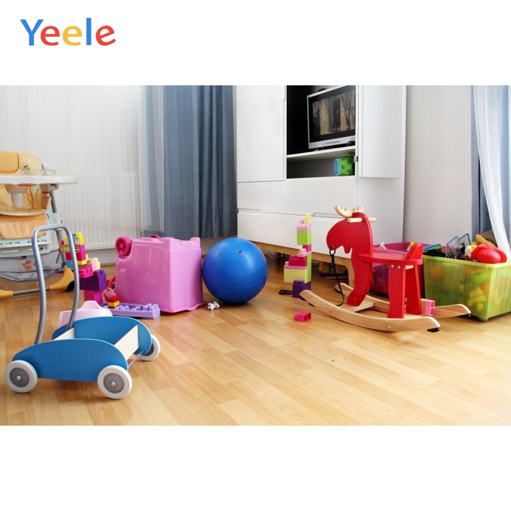 

Yeele Baby Bedroom Small cart Toy Portrait Photographic Backgrounds Rocking Horse Kid Photography Backdrops For the Photo Studio