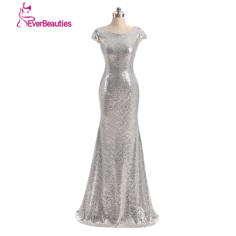 vestido de festa prata longo