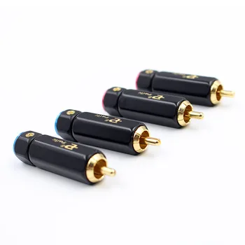 

US Budweiser Copper Gold Plated RCA connectors rca stecker male signal line rca male plug lotus head copper RCA plug 10pcs/lot