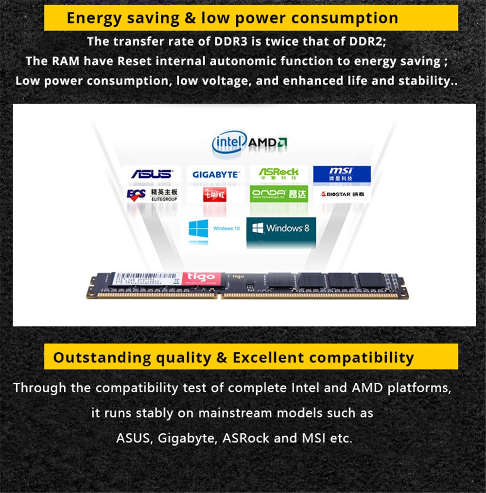 Tigo DDR3 ram 8 ГБ 4 ГБ 1600 МГц ПК Memoria DDR 3 DIMM 240PIN для рабочего стола стабильная Совместимость с 1333 МГц 1066 МГц