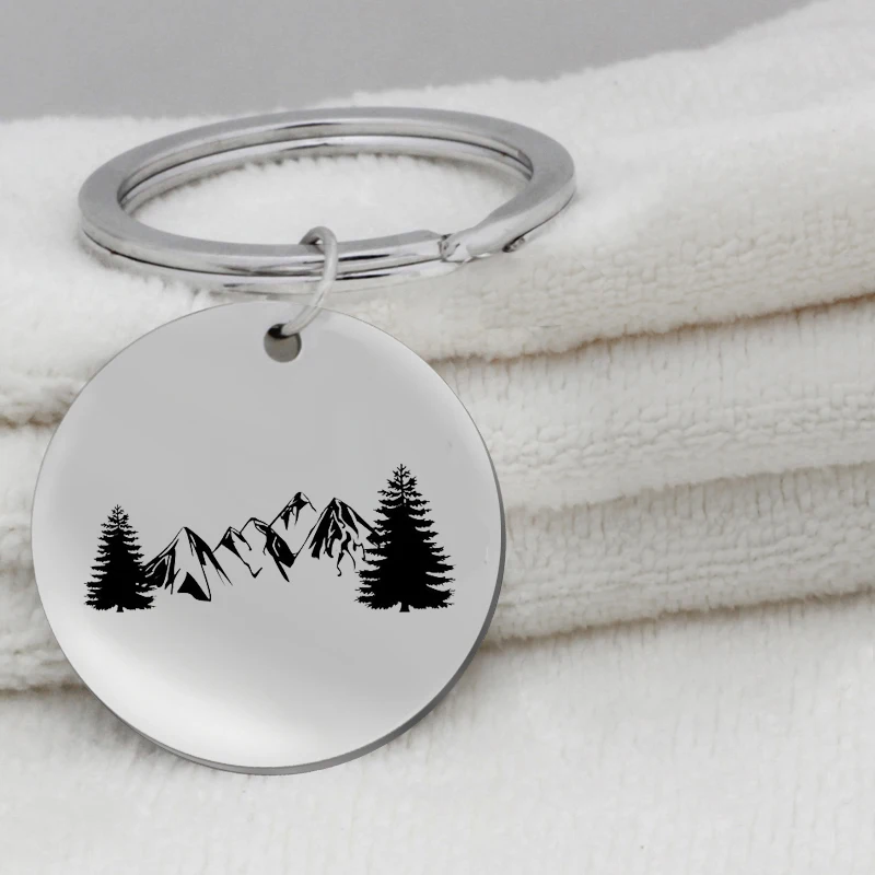Outdoor Stainless Steel Mountain Tree Pendant Necklace Nature Motivation Jewelry Hiking Snowboard Lover Gift YLQ6244
