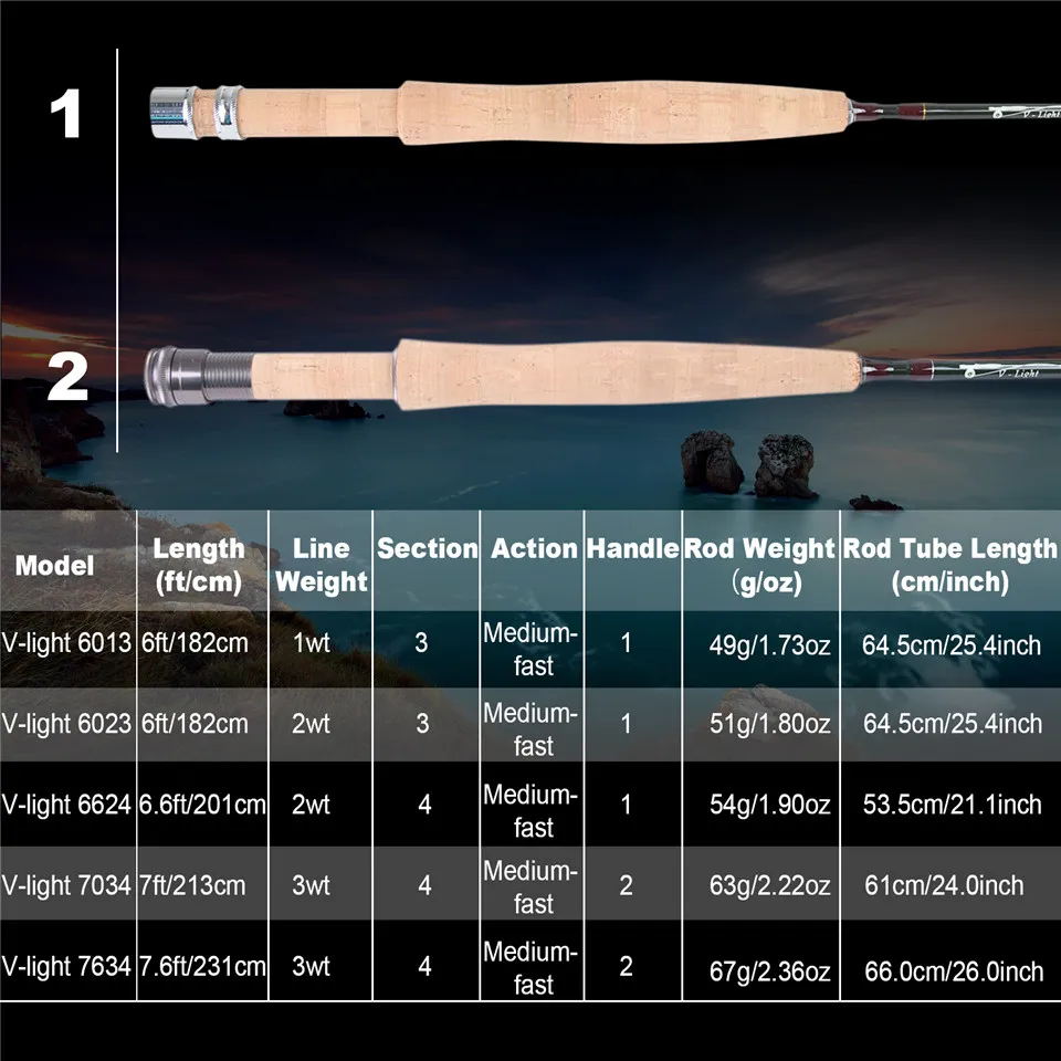 Maximumcatch V-светильник 6ft/6.6ft/7ft/7.6ft 1/2/3wt Fly Rod графит IM10 углеродное волокно так светильник вес Fly удочка