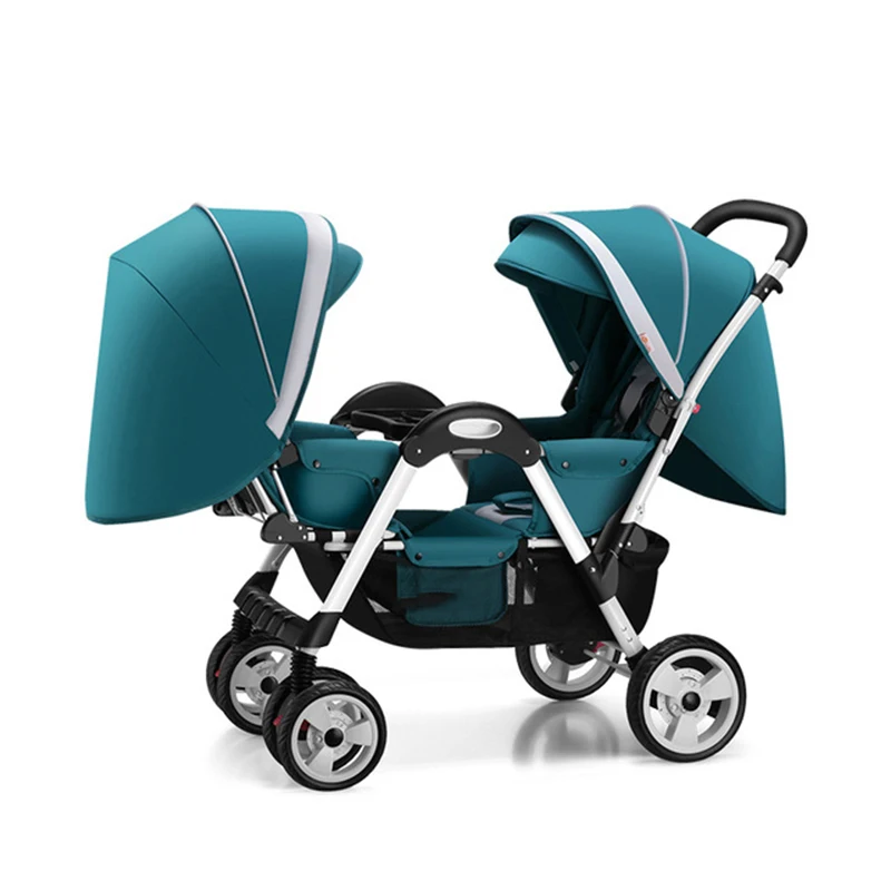 

Twin baby strollers for boy and girl can sit reclining double face to face with shock folding trolley