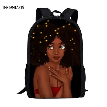 

INSTANTARTS School Bags For Teenager Fashion Sexy Black Girls Print University Students Bookbag Casual Shoulder Backpack Satchel