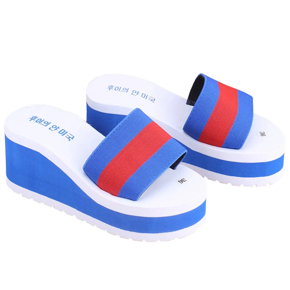 

Women Striped Wedges Non-Slip Sandals Shoes Female Flip-Flop Platform Indoor Slides Flip Flops Slippers Sandals New Arrival May5