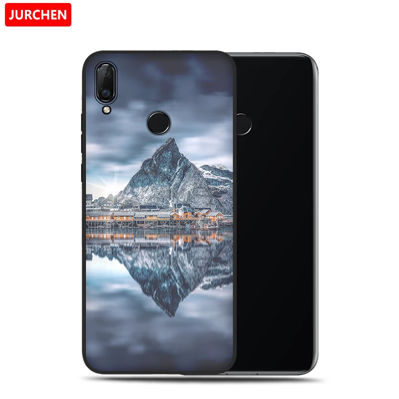 Силиконовый чехол JURCHEN для телефона Huawei Y9 2019 с красивым рисунком и черными краями