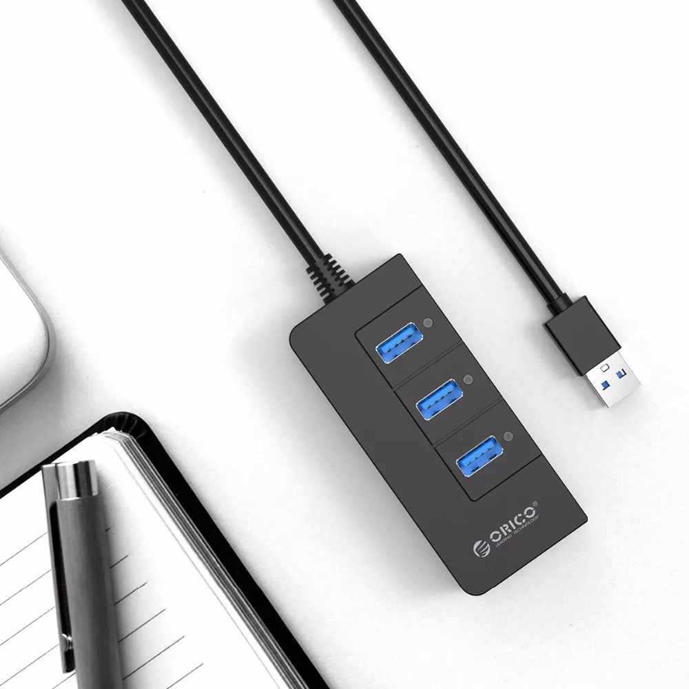 ORICO HR01-U3 3 порта супер скорость USB3.0 концентратор разветвитель с внешним RJ45 Gigabit Ethernet сетевой карты 5 Гбит/с черный для ноутбука