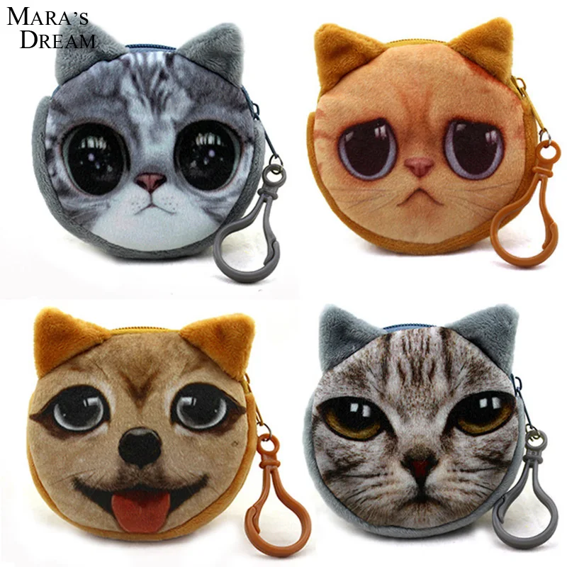 

Mara's Dream 2017 Coin Purses Wallet Ladies 3D Printing Cats Animal Big Face Change Cute Small Zipper Bag for Women 8*7.5 cm