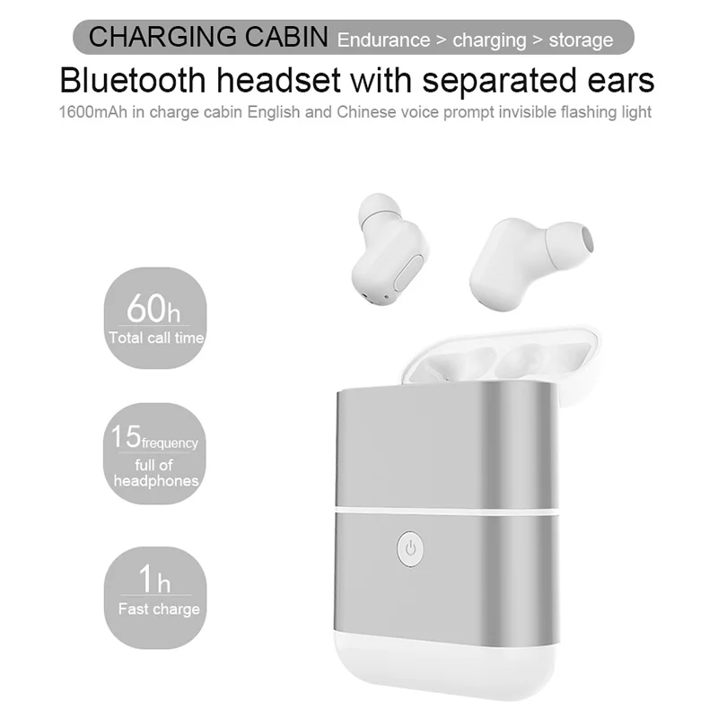 

TWS Mini Portable Twins Bluetooth Stereo wireless IPX5 Waterproof earphones built-in Mic earbuds with 1600mAh box