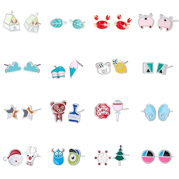 

Chereda Dripping Oil Cute Animal Stud Earring for Women Crab Elegant Wings Leaf Earrings Children Jewelry