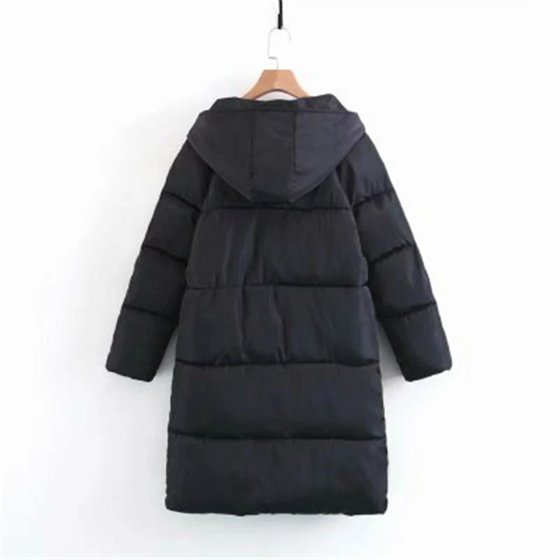 Зимнее женское пальто большого размера, утепленное удлиненное женское хлопковое пальто выше колена с капюшоном, Женская куртка J800