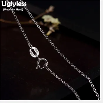 

Uglyless 100% Real Solid 925 Sterling Silver Link Chains Necklace Unisex Fine Jewelry for Women Bijoux NO Pendants Men Jewellery