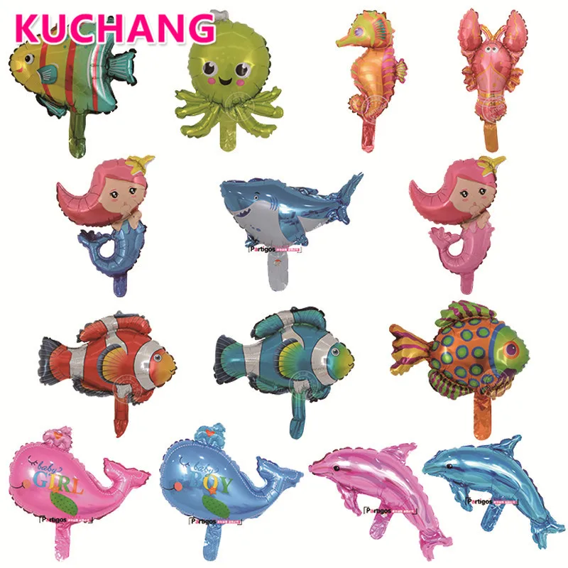 

10pcs Mini Octopus Clownfish Spot Fish Crayfish Foil Balloons Marine Ocean Sea Animals Aquatic Baby Shower Birthday Party Decor